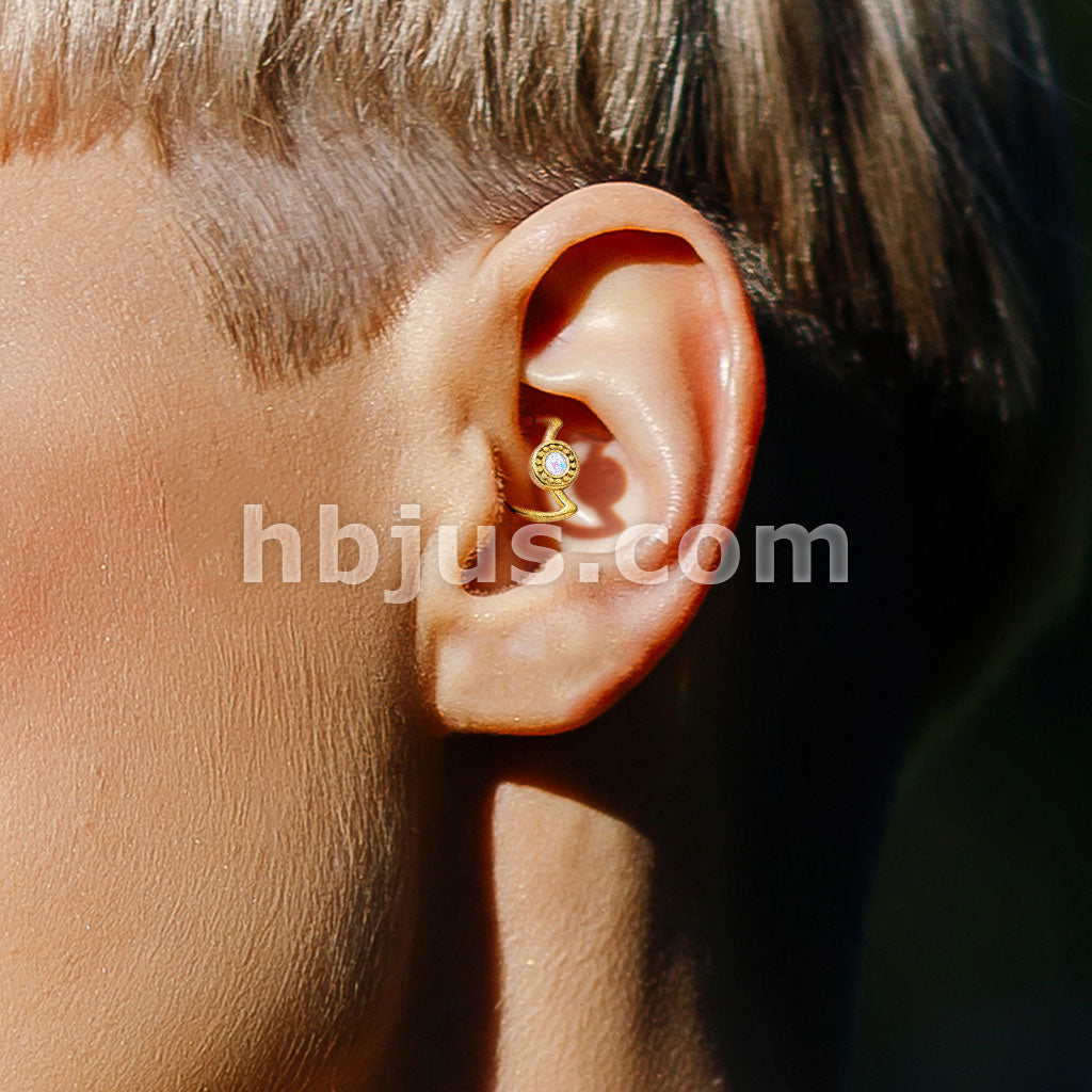 316L Surgical Steel Opal Glitter Center Crescent Moon Shape 316L... - Image 13