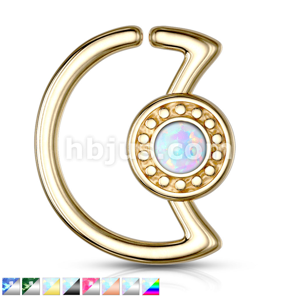316L Surgical Steel Opal Glitter Center Crescent Moon Shape 316L... - Image 2