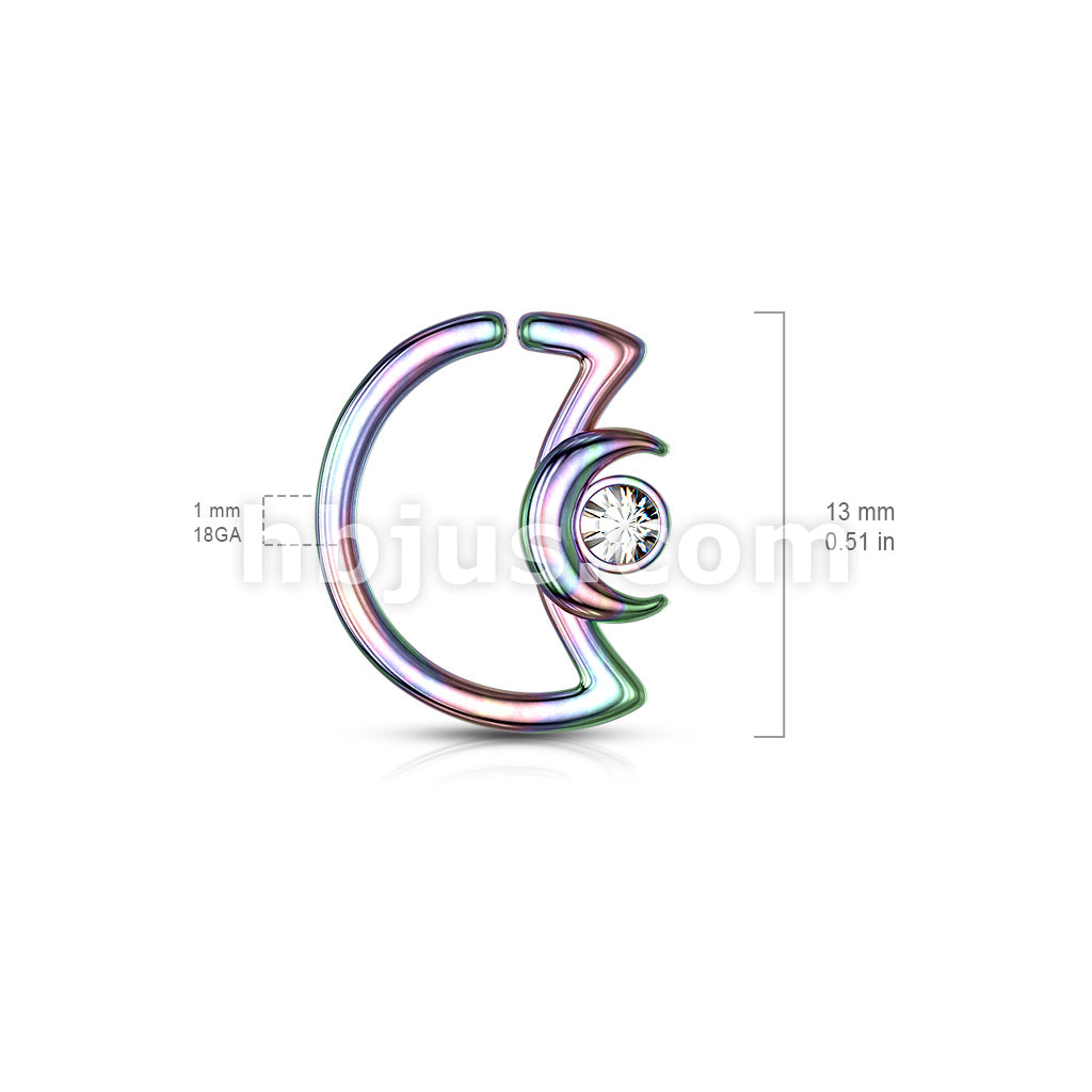 Crescent Moon with Crystal on Crescent Moon Shape 316L Surgical Steel... - Image 12