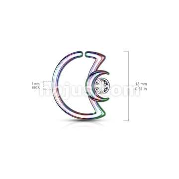 Crescent Moon with Crystal on Crescent Moon Shape 316L Surgical Steel... - Image 12