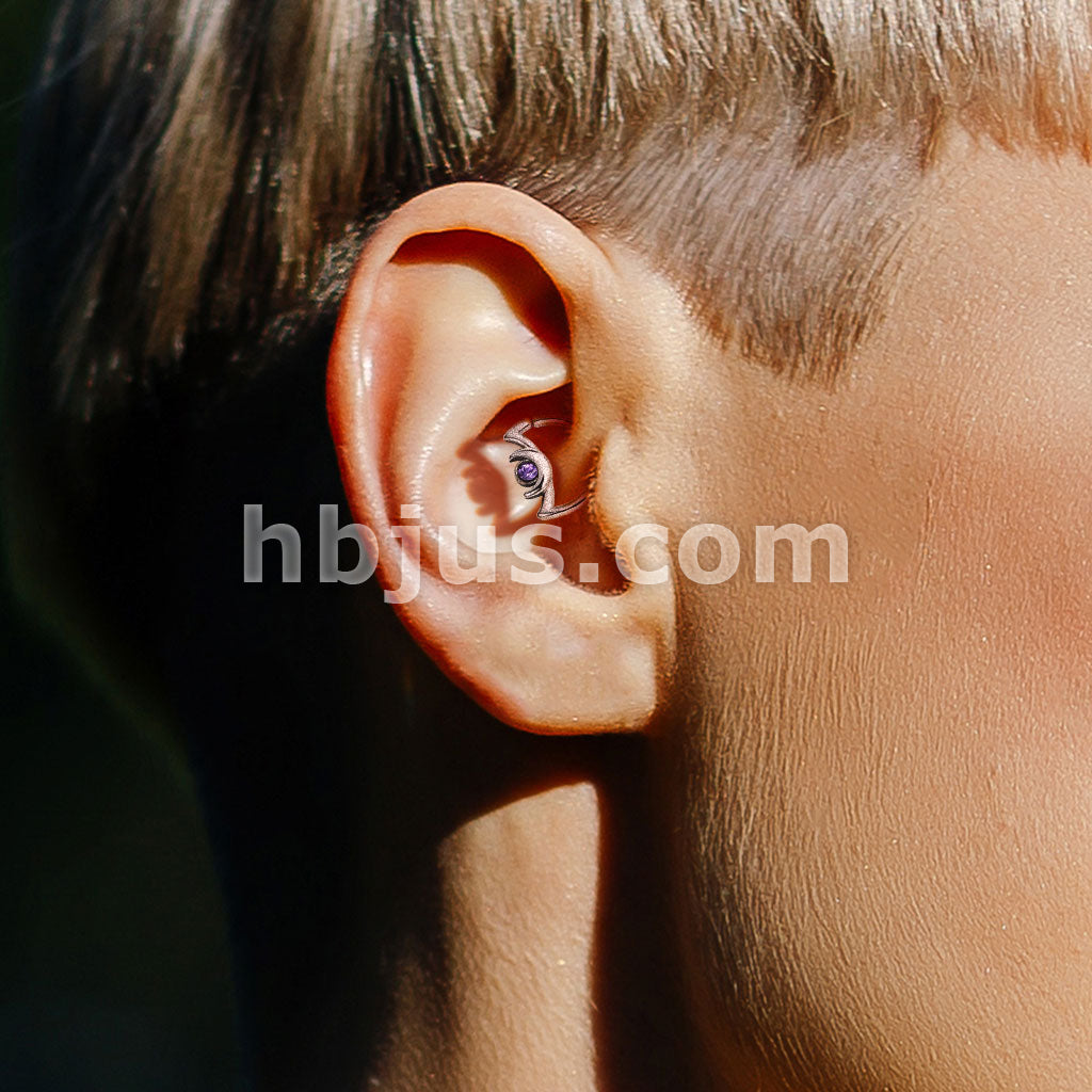 Crescent Moon with Crystal on Crescent Moon Shape 316L Surgical Steel... - Image 14