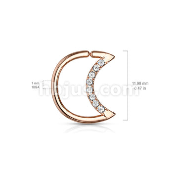 Brass Crystal Lined Crescent Moon Shaped 316L Surgical Steel Ear... - Image 6