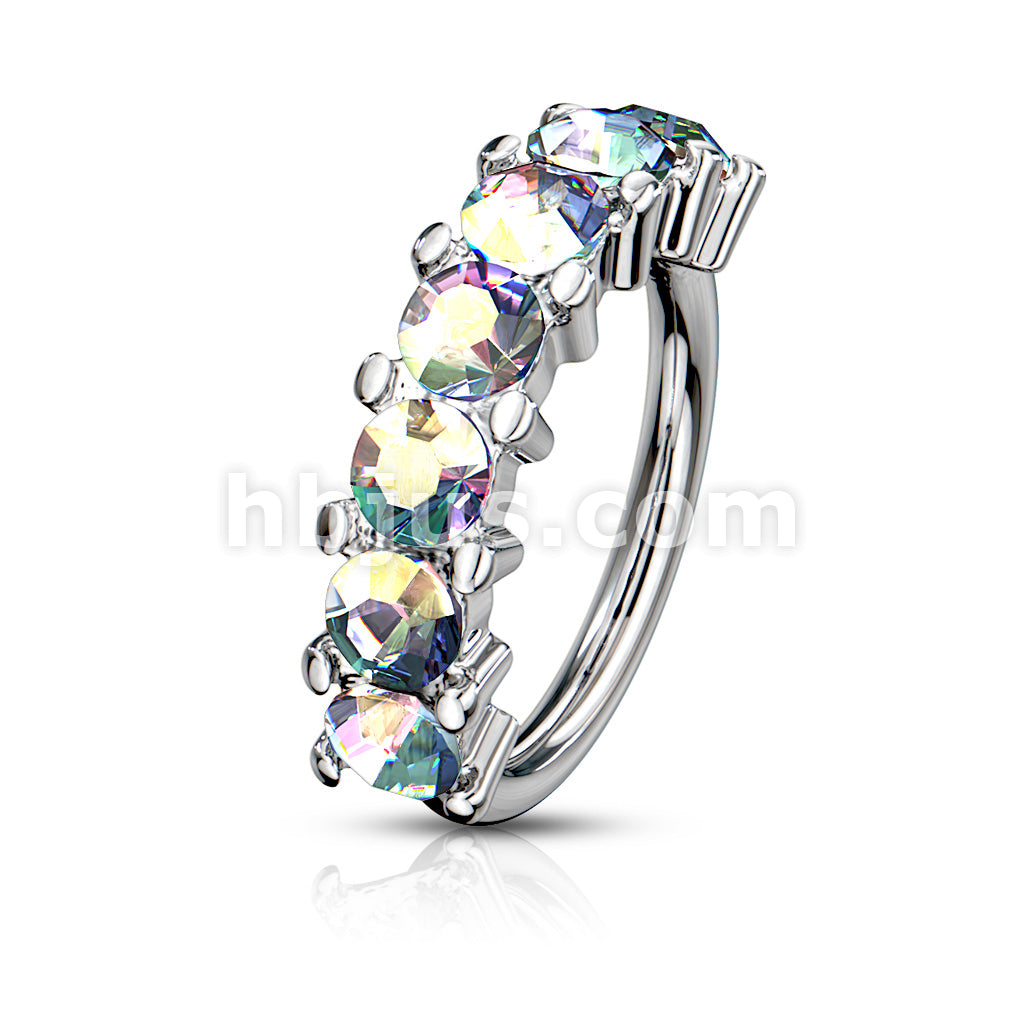 316L Surgical Steel 7 Gem Lined Set 316L Surgical Steel Bendable Hoop... - Image 3