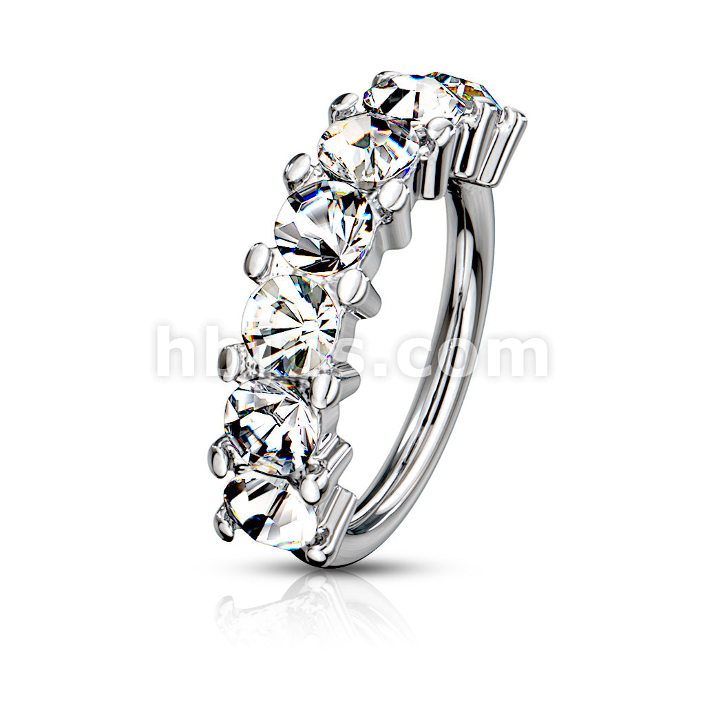316L Surgical Steel 7 Gem Lined Set 316L Surgical Steel Bendable Hoop... - Image 4