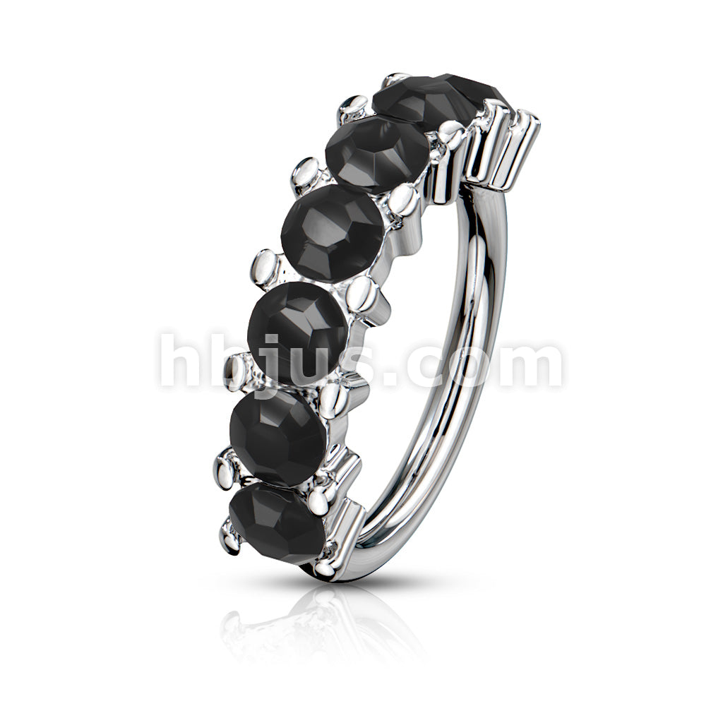 316L Surgical Steel 7 Gem Lined Set 316L Surgical Steel Bendable Hoop... - Image 6