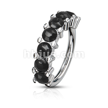 316L Surgical Steel 7 Gem Lined Set 316L Surgical Steel Bendable Hoop... - Image 6