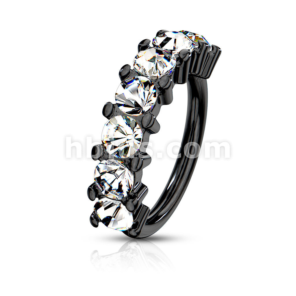 316L Surgical Steel 7 Gem Lined Set 316L Surgical Steel Bendable Hoop... - Image 7