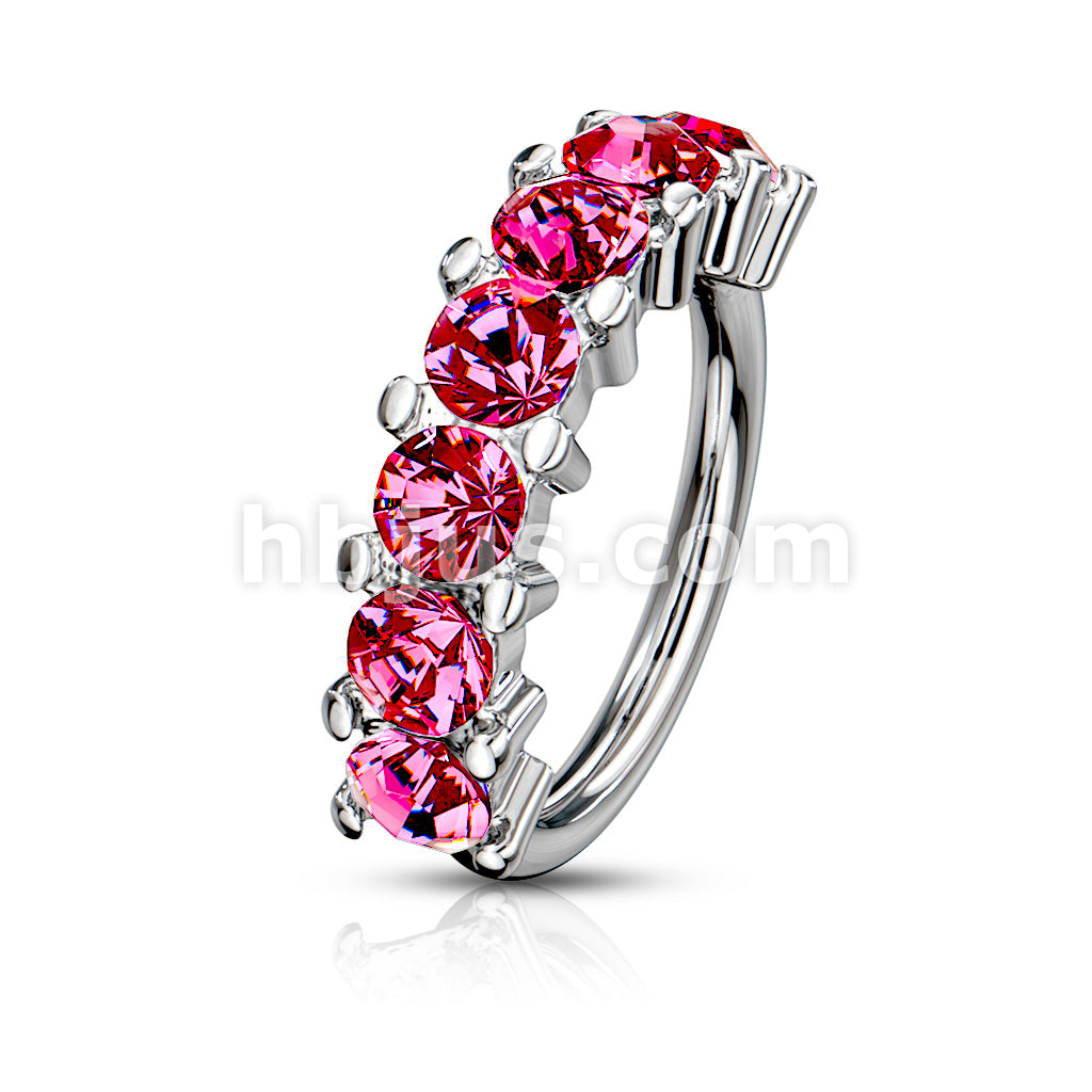 316L Surgical Steel 7 Gem Lined Set 316L Surgical Steel Bendable Hoop... - Image 8