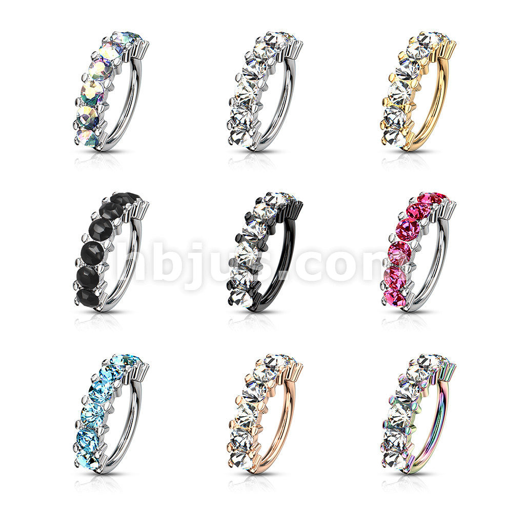 316L Surgical Steel 7 Gem Lined Set 316L Surgical Steel Bendable Hoop... - Image 13