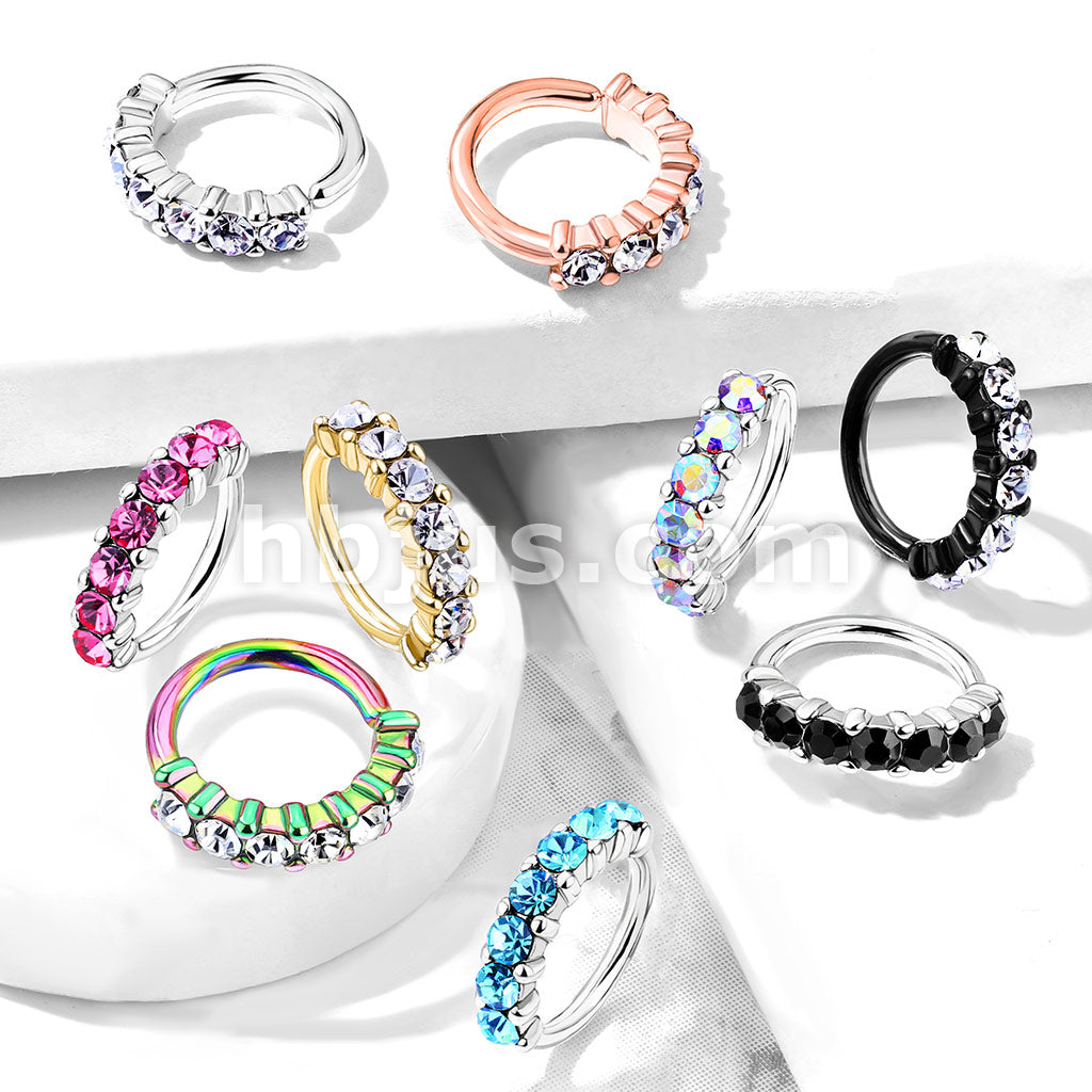 316L Surgical Steel 7 Gem Lined Set 316L Surgical Steel Bendable Hoop...