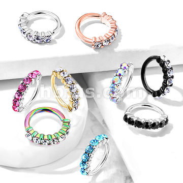 316L Surgical Steel 7 Gem Lined Set 316L Surgical Steel Bendable Hoop...