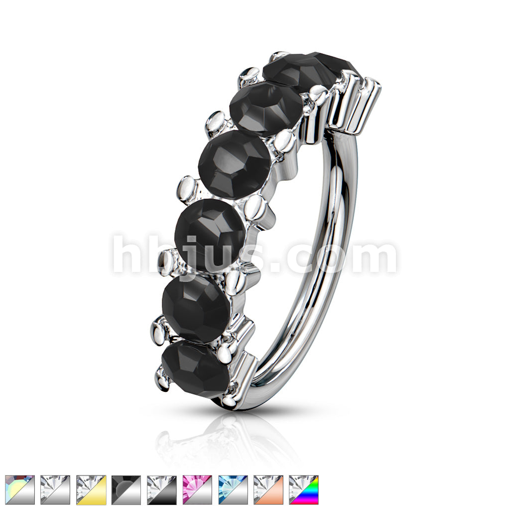 316L Surgical Steel 7 Gem Lined Set 316L Surgical Steel Bendable Hoop... - Image 2