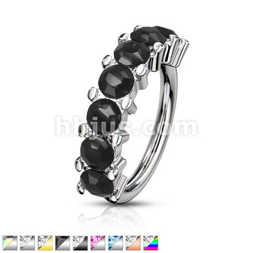 316L Surgical Steel 7 Gem Lined Set 316L Surgical Steel Bendable Hoop... - Image 2