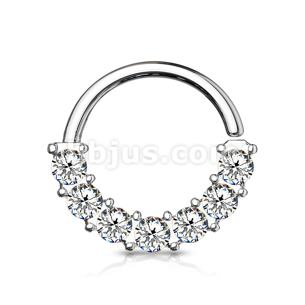 7 Gem Front Facing Set All 316L Surgical Steel Bendable Hoop Rings for Ear Cartilage, Daith, Nose Septum and More - Image 4