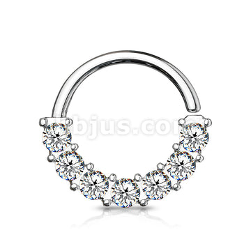 7 Gem Front Facing Set All 316L Surgical Steel Bendable Hoop Rings for Ear Cartilage, Daith, Nose Septum and More - Image 4