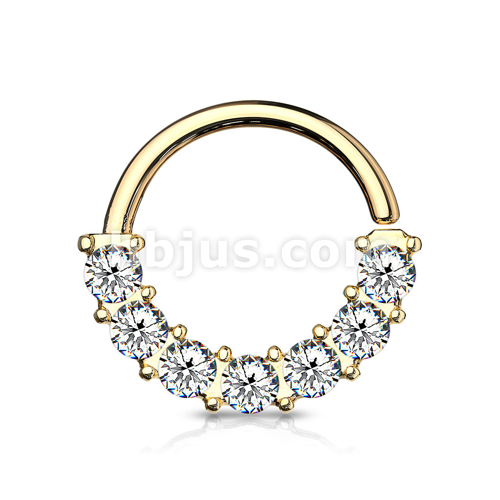 7 Gem Front Facing Set All 316L Surgical Steel Bendable Hoop Rings for Ear Cartilage, Daith, Nose Septum and More - Image 5