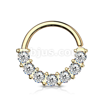 7 Gem Front Facing Set All 316L Surgical Steel Bendable Hoop Rings for Ear Cartilage, Daith, Nose Septum and More - Image 5