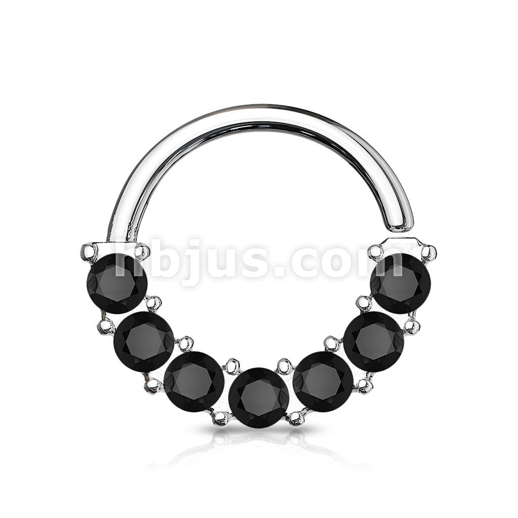 7 Gem Front Facing Set All 316L Surgical Steel Bendable Hoop Rings for Ear Cartilage, Daith, Nose Septum and More - Image 6