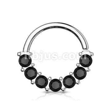 7 Gem Front Facing Set All 316L Surgical Steel Bendable Hoop Rings for Ear Cartilage, Daith, Nose Septum and More - Image 6