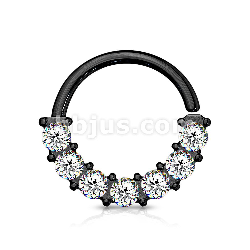 7 Gem Front Facing Set All 316L Surgical Steel Bendable Hoop Rings for Ear Cartilage, Daith, Nose Septum and More - Image 7