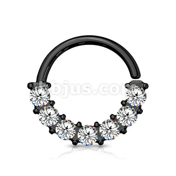 7 Gem Front Facing Set All 316L Surgical Steel Bendable Hoop Rings for Ear Cartilage, Daith, Nose Septum and More - Image 7