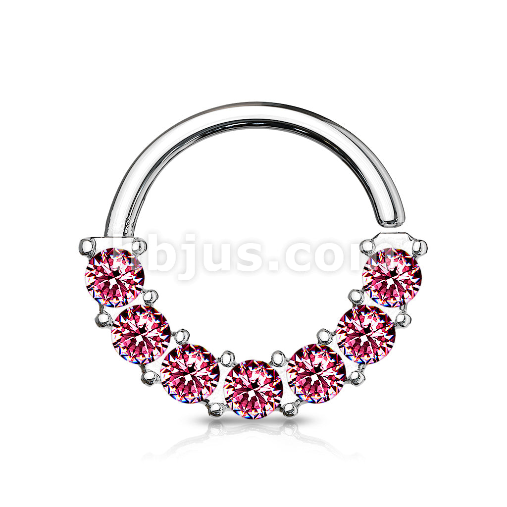 7 Gem Front Facing Set All 316L Surgical Steel Bendable Hoop Rings for Ear Cartilage, Daith, Nose Septum and More - Image 8