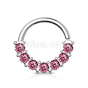 7 Gem Front Facing Set All 316L Surgical Steel Bendable Hoop Rings for Ear Cartilage, Daith, Nose Septum and More - Image 8