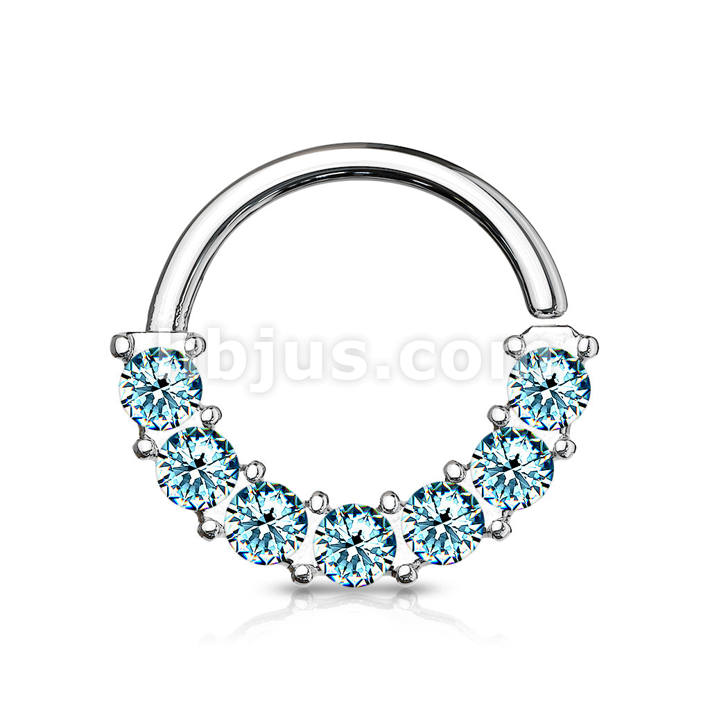 7 Gem Front Facing Set All 316L Surgical Steel Bendable Hoop Rings for Ear Cartilage, Daith, Nose Septum and More - Image 9