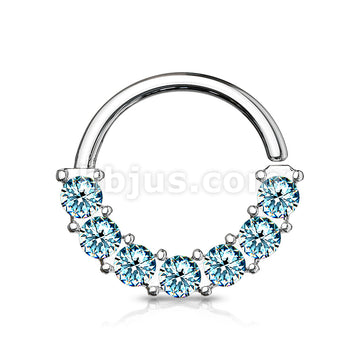 7 Gem Front Facing Set All 316L Surgical Steel Bendable Hoop Rings for Ear Cartilage, Daith, Nose Septum and More - Image 9