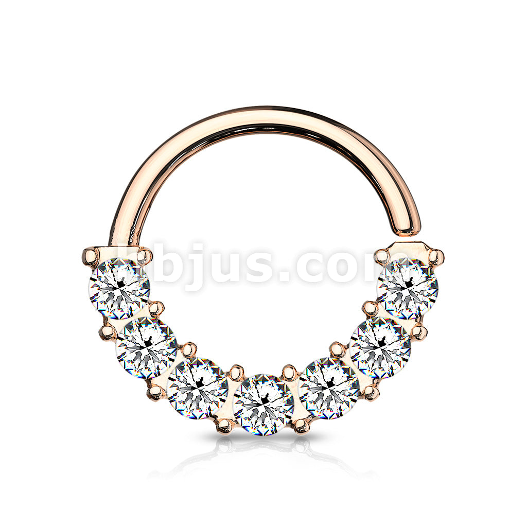 7 Gem Front Facing Set All 316L Surgical Steel Bendable Hoop Rings for Ear Cartilage, Daith, Nose Septum and More - Image 10