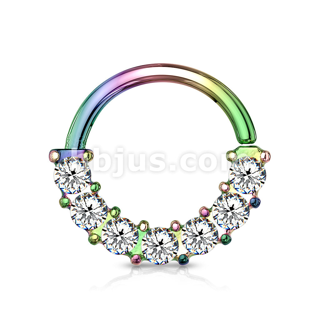7 Gem Front Facing Set All 316L Surgical Steel Bendable Hoop Rings for Ear Cartilage, Daith, Nose Septum and More - Image 11