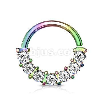 7 Gem Front Facing Set All 316L Surgical Steel Bendable Hoop Rings for Ear Cartilage, Daith, Nose Septum and More - Image 11