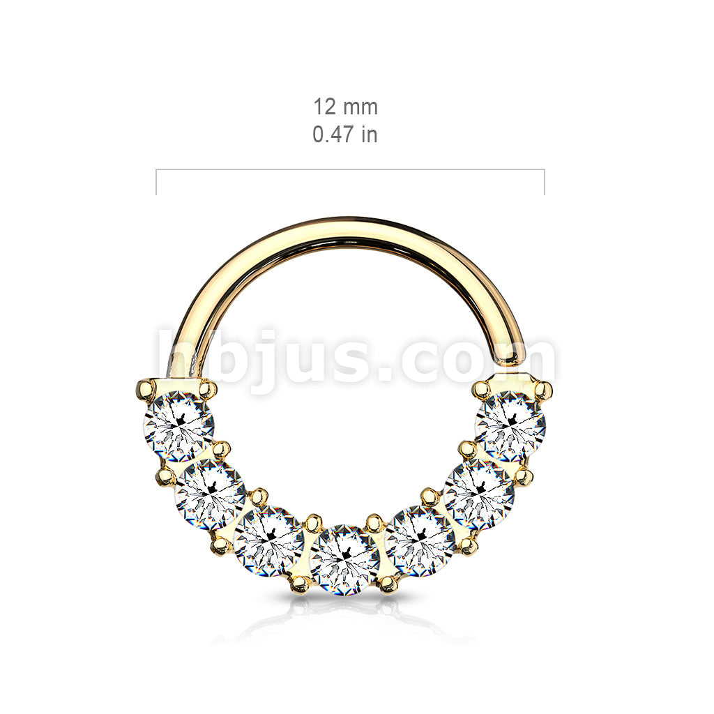 7 Gem Front Facing Set All 316L Surgical Steel Bendable Hoop Rings for Ear Cartilage, Daith, Nose Septum and More - Image 12