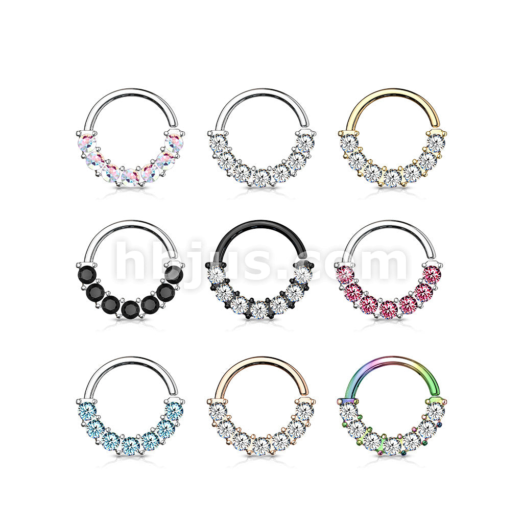 7 Gem Front Facing Set All 316L Surgical Steel Bendable Hoop Rings for Ear Cartilage, Daith, Nose Septum and More - Image 13