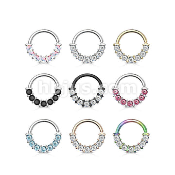 7 Gem Front Facing Set All 316L Surgical Steel Bendable Hoop Rings for Ear Cartilage, Daith, Nose Septum and More - Image 13