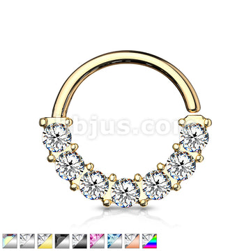 7 Gem Front Facing Set All 316L Surgical Steel Bendable Hoop Rings for Ear Cartilage, Daith, Nose Septum and More - Image 2