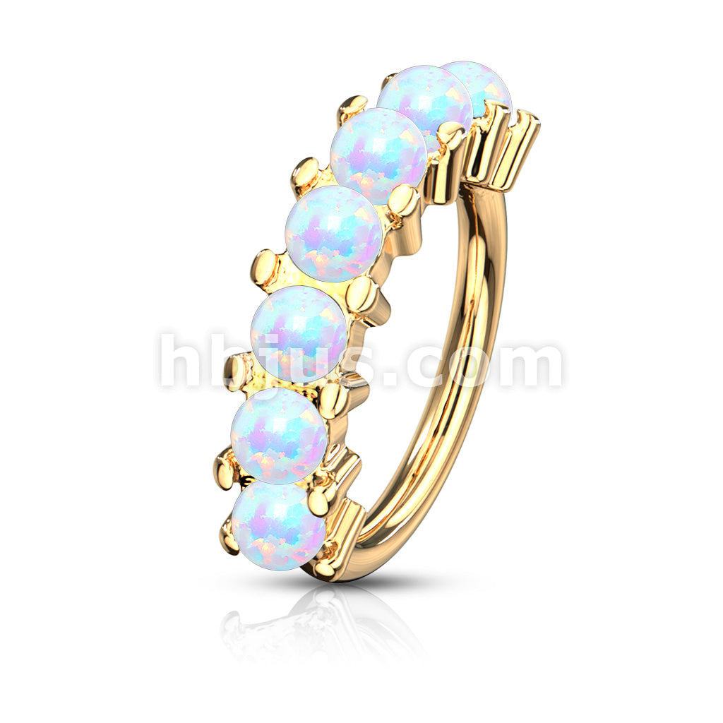 7 Opal Lined Set All 316L Surgical Steel Bendable Hoop Rings for Ear Cartilage, Eyebrow, Nose and More - Image 3