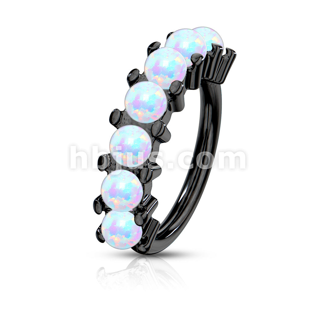 7 Opal Lined Set All 316L Surgical Steel Bendable Hoop Rings for Ear Cartilage, Eyebrow, Nose and More - Image 4