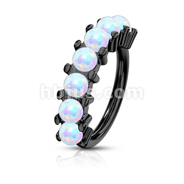 7 Opal Lined Set All 316L Surgical Steel Bendable Hoop Rings for Ear Cartilage, Eyebrow, Nose and More - Image 4