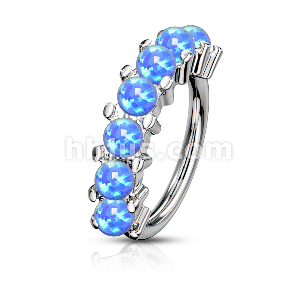 7 Opal Lined Set All 316L Surgical Steel Bendable Hoop Rings for Ear Cartilage, Eyebrow, Nose and More - Image 5