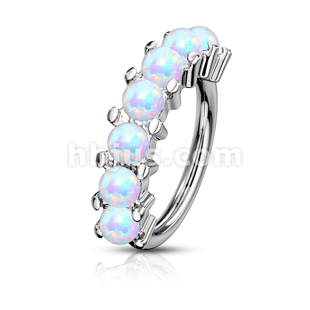 7 Opal Lined Set All 316L Surgical Steel Bendable Hoop Rings for Ear Cartilage, Eyebrow, Nose and More - Image 6