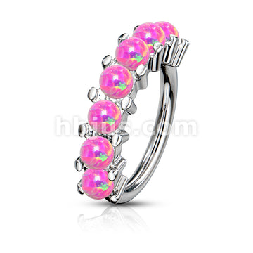 7 Opal Lined Set All 316L Surgical Steel Bendable Hoop Rings for Ear Cartilage, Eyebrow, Nose and More - Image 7