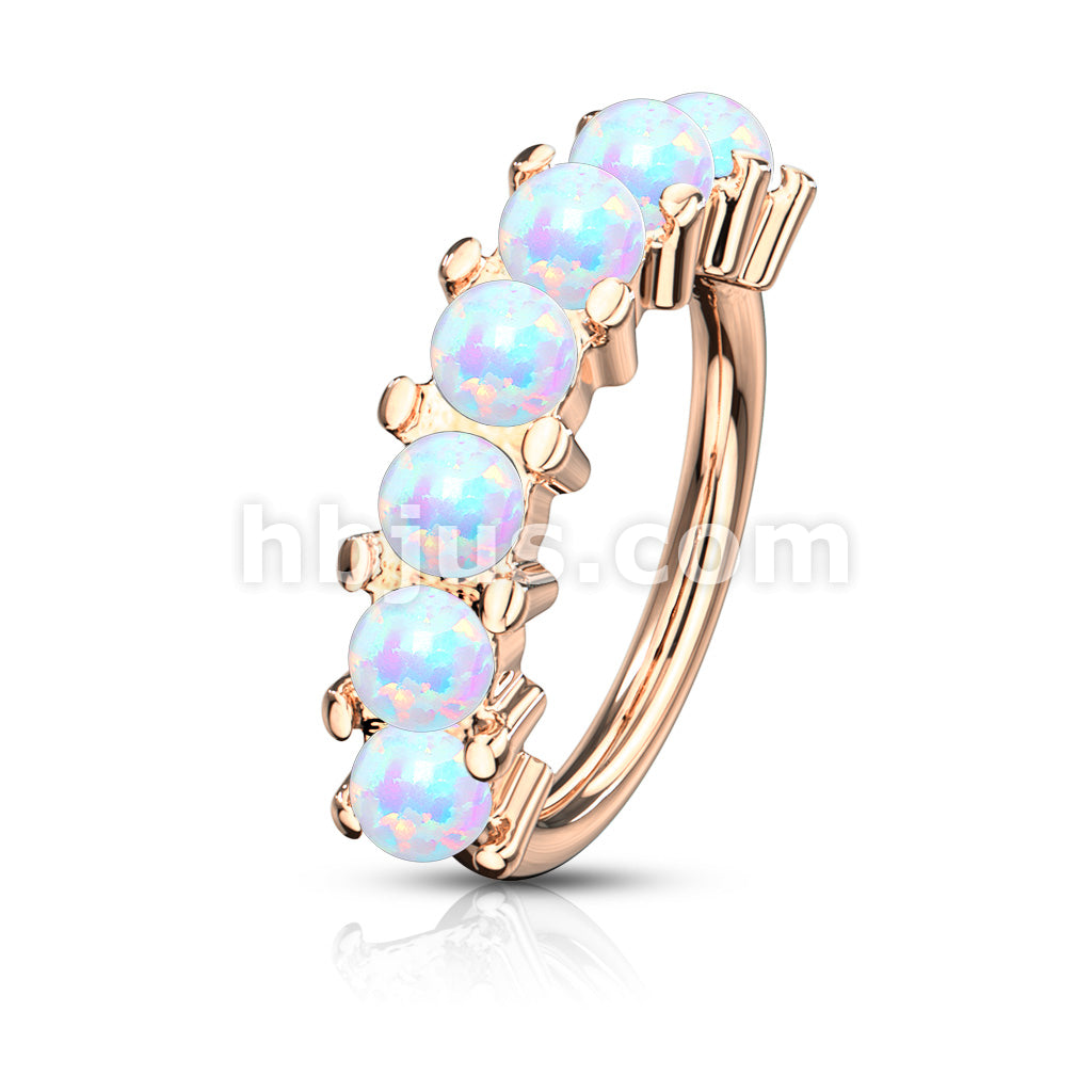 7 Opal Lined Set All 316L Surgical Steel Bendable Hoop Rings for Ear Cartilage, Eyebrow, Nose and More - Image 9