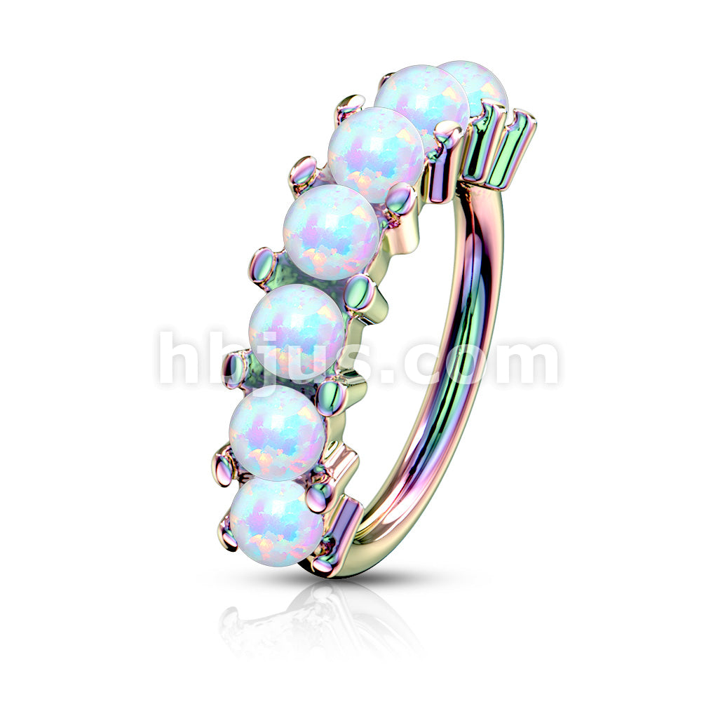 7 Opal Lined Set All 316L Surgical Steel Bendable Hoop Rings for Ear Cartilage, Eyebrow, Nose and More - Image 10
