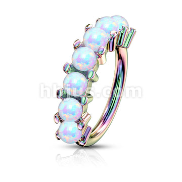 7 Opal Lined Set All 316L Surgical Steel Bendable Hoop Rings for Ear Cartilage, Eyebrow, Nose and More - Image 10