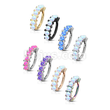 7 Opal Lined Set All 316L Surgical Steel Bendable Hoop Rings for Ear Cartilage, Eyebrow, Nose and More - Image 12