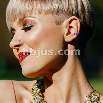 7 Opal Lined Set All 316L Surgical Steel Bendable Hoop Rings for Ear Cartilage, Eyebrow, Nose and More - Image 13
