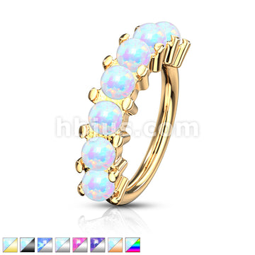 7 Opal Lined Set All 316L Surgical Steel Bendable Hoop Rings for Ear Cartilage, Eyebrow, Nose and More - Image 2