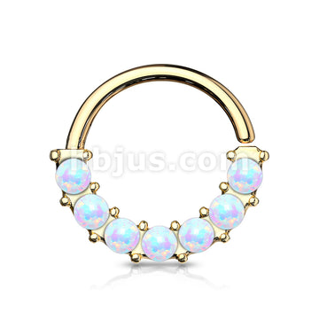 7 Opal Front Facing Set All 316L Surgical Steel Bendable Hoop Rings for Ear Cartilage, Daith, Nose Septum and More - Image 3