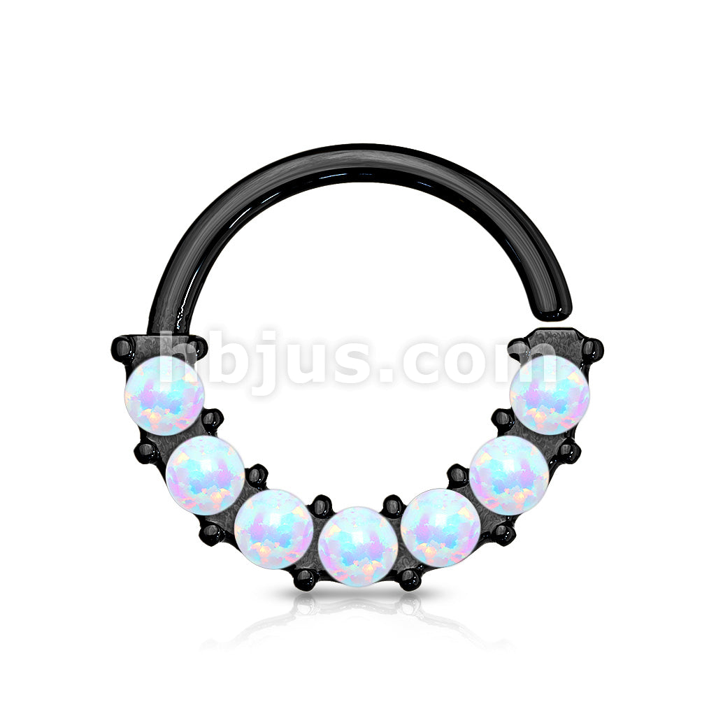 7 Opal Front Facing Set All 316L Surgical Steel Bendable Hoop Rings for Ear Cartilage, Daith, Nose Septum and More - Image 4